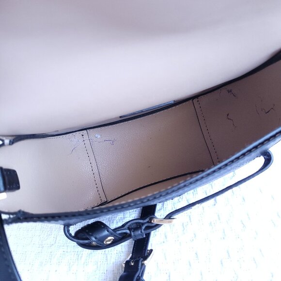 Michael Kors "Emilia" small saddle Leather Crossbody Bag in Black - Picture 9 of 9